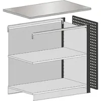Schulte Lagertechnik Eindmodule voor uitschuifbaar baliesysteem MULTIplus, 1 modulair frame, 1 eindpaneel, breedte bovenblad 1056 mm, met werkblad