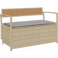 vidaXL Tuinbank met kussen beige polyrotan