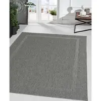 The Carpet Mistra – robuust buitentapijt, weerbestendig & modern, voor balkon, terras of keuken, antraciet met subtiel kaderpatroon in geweven look, 240 x 340 cm