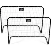 Umbro Dunlop Voetbaldoel 78 x 56 x 45 cm - Voetbaldoeltjes Set van 2 - Voetbalgoals voor kinderen - Snelle Montage - Voetbal Goal - Voetbal Training Goals Binnen en Buiten Gebruik - Kunststof - Zwart