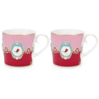 Pip studio Mok Home Mugs Small Love Birds Medallion Red-Pink (Set van 2)