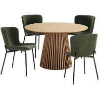Ebuy24 Osaka eethoek 1 eettafel eikenfineer en 4 stoelen donkergroen.