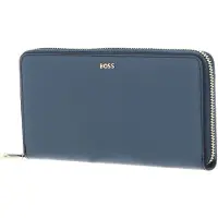 BOSS Leren portemonnee Numah Ziparound Wallet Open Blue petrol