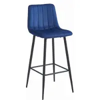 Leobert Barkruk POZZA - Donkerblauw Velvet, Zwarte Metalen Poten, 76 cm Zithoogte, Rugleuning, Ergonomisch Ontwerp, Max. 120 kg