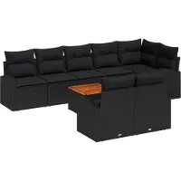 vidaXL Tuinbank Set 9 st Zwart poly rattan