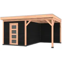 Westwood Douglas overkapping, 500 x 400, met schuur en achterwand, Comfort Plus Zwart