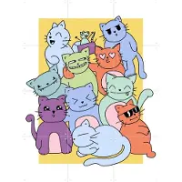IXXI Cat Party, BAINAI - 60 x 80 cm - Gratis ophangtool - Grote wanddecoratie en posters Kinderkamer, Kinderen, Dieren