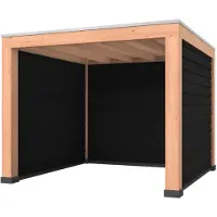 Westwood Douglas overkapping, 300 x 300, met zwarte achterwand en twee zijwanden, Modern Plus