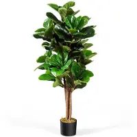 Costway Kunstvijgenboom, 120 cm, kunstplant, decoratie met bloempot, kunstboom, decoratieve plant, kamerplant voor thuis en op kantoor, groen