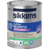 Sikkens Alpha Rezisto anti Marks Velours - Fluweel matte watergedragen muurverf binnen - 1 potsysteem -Extra bestand tegen strepen en vegen - 1 L - RAL 9010 Pure White ( gebrokenwit)
