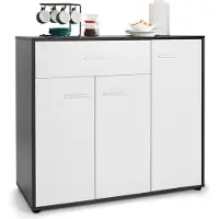 Costway Commode keuken, buffetkast met lade, keukenkast met verstelbare plank, dressoir voor eetkamer, woonkamer en entree, wit/zwart, 88 x 40 x 80 cm