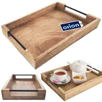 Usorteret - Mango Houten Serveertray - 40,5x30,5x6 cm - Metalen Handvatten