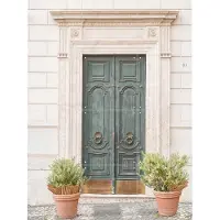 IXXI The Green Door in Rome, Henrike Schenk - 60 x 80 cm - Gratis ophangtool - Grote wanddecoratie en posters - Klassiek, Vintage, Fotografie, Gang