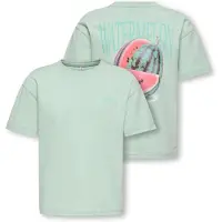 ONLY KIDS GIRL T-shirt met backprint groen Meisjes Katoen Ronde hals Backprint - maat 110/116