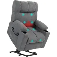 HOMCOM - Fauteuil - Sta-op-functie - Warmte- en Massagefunctie - Grijs