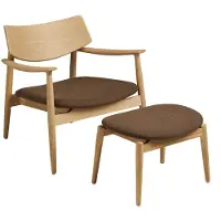 Ebuy24 Fauteuil Olvera - Naturel/Bruin - Incl. Voetenbankje