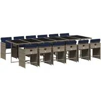 vidaXL 13-delige tuinset met kussens, grijs polyrotan