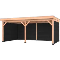 Westwood Douglas overkapping, 600 x 350, met zwarte achterwand en twee zijwanden, Comfort Plus