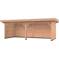 Westwood Douglas overkapping, 750 x 300, met achterwand en twee zijwanden, Vrijbuiter Basic