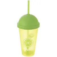 Orion Plastic beker met deksel en rietje, 450 ml