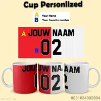 Roly Rotterdam Football Mug - Personalized With Your Name and Number - Football Shirt on Mug - 325 ml - Coffee Mug - Football Gift