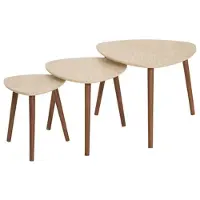 Atmosphera Créateur d'intérieur® Design Miléo Travertinlook - Set van 3 bijzettafels - Beige