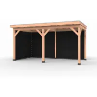 Westwood Douglas overkapping, 500 x 250, met achterwand en zijwand, Comfort Plus Zwart