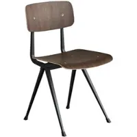 HAY Stoel Result Black Powder Coated Steel 4 Leg Base Standard Glider Smoked Oak Veneer