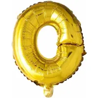 Funny fashion Folie Ballon Letter O Goud 41cm met Rietje