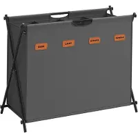Songmics Opvouwbare wasmand – Stof – Grijs – Inhoud 155 liter met aanpasbare labels