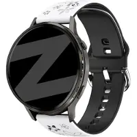 Bandz Siliconen 'Flowers' bandje geschikt voor Garmin Vivoactive 4s / Vivomove 3s / Venu 4 - 41mm / Venu 3s / Venu 2s / Forerunner 265s / Forerunner 255s - Wit/Zwart