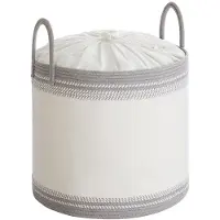 Songmics Wasmand – Stoffen – Duifgrijs – 90 liter met deksel en trekkoord