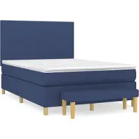 vidaXL Boxspring met matras stof blauw 140x200 cm