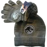 Jurassic World Kinder Winterset – Muts & Handschoenen – T-Rex Design – Warm & Zacht – One Size – Jongens – Groen – Officiële Merchandise