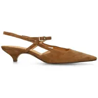 Manfield Cognac suède slingbacks met kittenheel | Maat 39