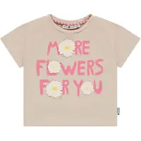 Stains & Stories gebloemde T-shirt beige Meisjes Katoen Ronde hals Bloemen - maat 122