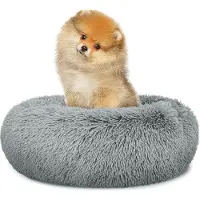 Leobert Pluche Hondenmand, Kattenmand S 40 cm – Lichtgrijs, Zacht en Warm, Comfortabel Huisdierenbed, Antislip Onderkant, Geschikt voor Kleine Honden en Katten