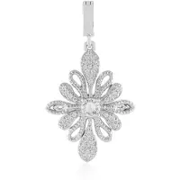 Cavill - Zilveren hanger 925 Sterling platina - 0,48 ct Witte Saffier Madagaskar - Bloemvormig elegant dames sieraad