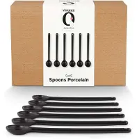 Vt wonen Bestek vtwonen Spoons Porcelain Matt Black Large (Set van 6)