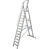 Krause Trapladder, met groot platform, aluminium, met 12 treden