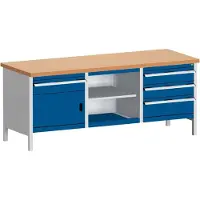 Bott Werkbank met kast cubio KW-2078-2.4, gentiaanblauw