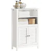 SoBuy BZR13-W Badkamerkast met twee planken en deuren - Wit
