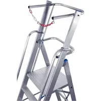 Krause Aluminium trapladder, met groot platform, met veiligheidsbeugel en ketting, 6 treden