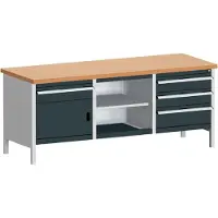 Bott Werkbank met kast cubio KW-2078-2.4, antracietgrijs