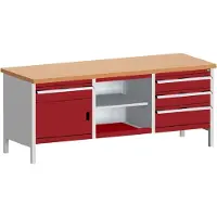 Bott Werkbank met kast cubio KW-2078-2.4 purperrood