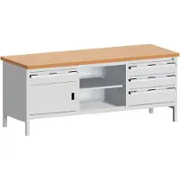 Bott Werkbank met kast cubio KW-2078-2.4, lichtgrijs
