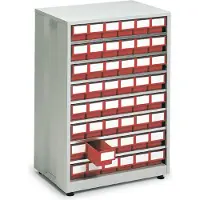 Treston Schuifladestelling, met 48 schuifladen, rood