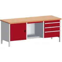 Bott Werkbank met kast 2078-2.8, purperrood