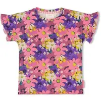 Jubel T-shirt Rolling into Spring roze/paars/geel Meisjes Stretchkatoen Ronde hals - maat 140