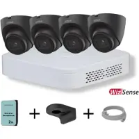 Dahua 4-kanaals NVR Set met 4x 4MP Zwarte WizSense Camera's en 2TB HDD